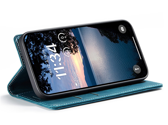 CaseMe Slim Synthetic Leather Wallet Case with Stand for iPhone 18 Pro - Teal