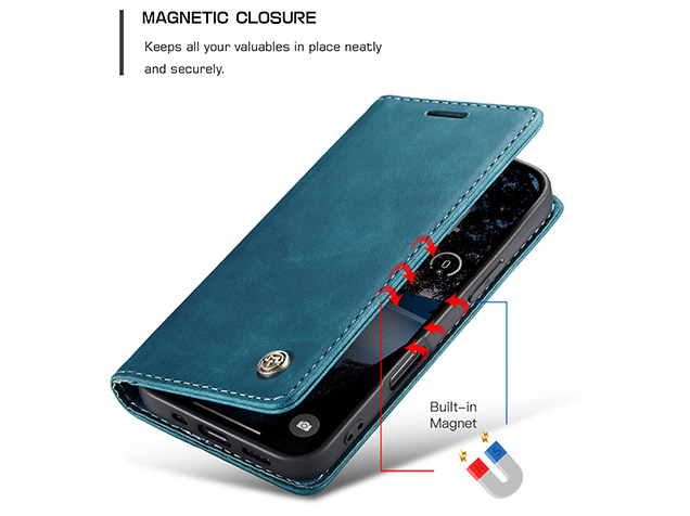 CaseMe Slim Synthetic Leather Wallet Case with Stand for iPhone 18 Pro - Teal