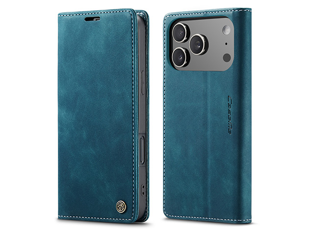 CaseMe Slim Synthetic Leather Wallet Case with Stand for iPhone 18 Pro - Teal