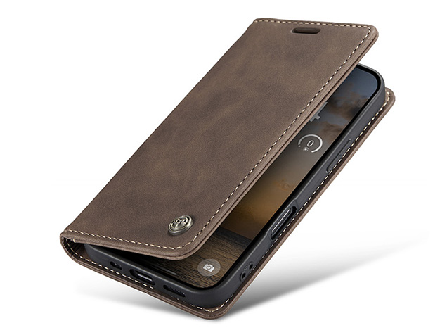 CaseMe Slim Synthetic Leather Wallet Case with Stand for iPhone 18 Pro - Chocolate Leather Wallet Case