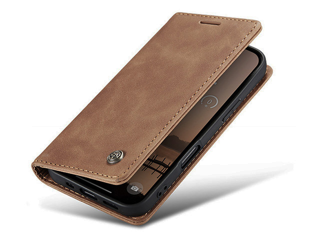 CaseMe Slim Synthetic Leather Wallet Case with Stand for iPhone 18 Pro - Tan Leather Wallet Case