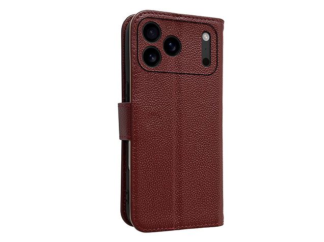 Premium Leather Wallet Case for iPhone 18 Pro - Rosewood Leather Wallet Case