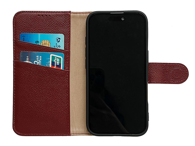 Premium Leather Wallet Case for iPhone 18 Pro - Rosewood