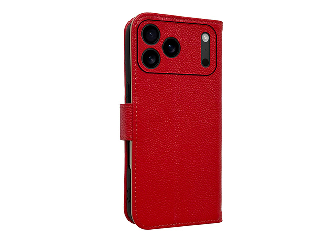 Premium Leather Wallet Case for iPhone 18 Pro - Red Leather Wallet Case