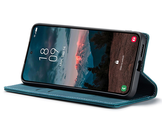 CaseMe Slim Synthetic Leather Wallet Case with Stand for Samsung Galaxy S26 FE - Teal