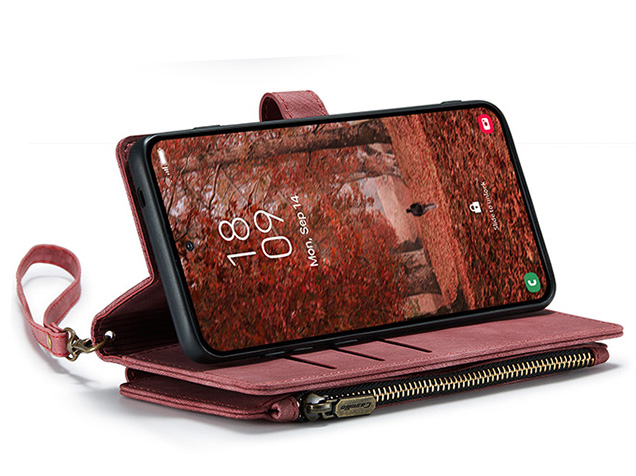 CaseMe Synthetic Leather Wallet Case with Zipper Pocket for Samsung Galaxy S26 FE - Blush