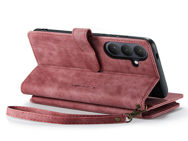 CaseMe Synthetic Leather Wallet Case with Zipper Pocket for Samsung Galaxy S26 FE - Blush