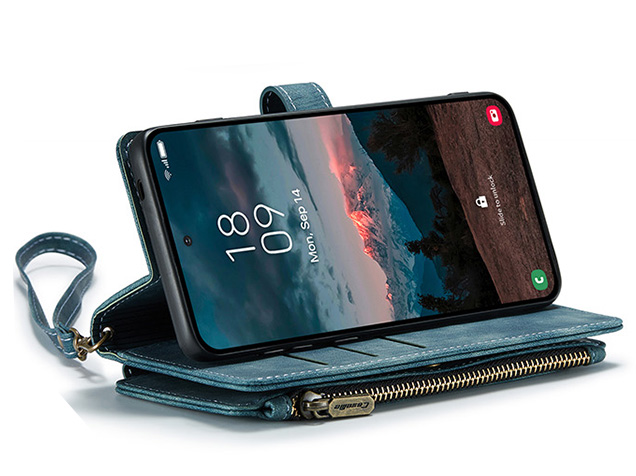 CaseMe Synthetic Leather Wallet Case with Zipper Pocket for Samsung Galaxy S26 FE - Teal