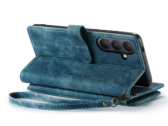 CaseMe Synthetic Leather Wallet Case with Zipper Pocket for Samsung Galaxy S26 FE - Teal