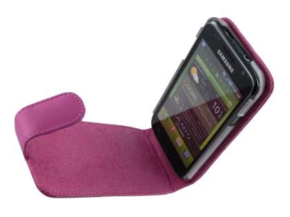 Genuine Leather Flip Case for Samsung I9000 Galaxy S - Pink