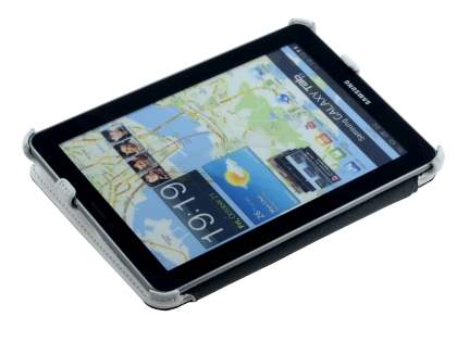 Premium Samsung Galaxy Tab 7.7 P6800 Slim Synthetic Leather Flip Case with Dual-Angle Tilt Stand - Pearl White