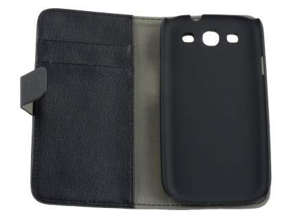 Samsung I9300 Galaxy S3 Slim Synthetic Leather Wallet Case with Stand - Classic Black