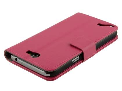 Synthetic Leather Wallet Case with Stand for Samsung Galaxy Note 2 4G - Pink
