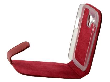 Genuine Leather Flip Case for Samsung I8190 Galaxy S3 mini - Red