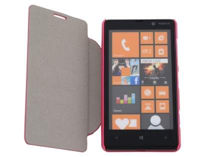 Fabric Flip Cover with built-in Stand for Nokia Lumia 820 - Pink