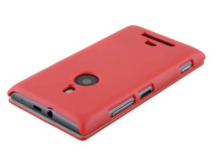 Slim Synthetic Leather Book-Style Flip Cover for Nokia Lumia 925 - Red