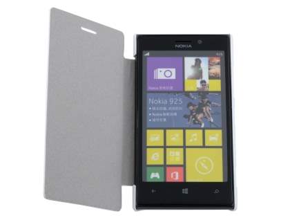 Slim Synthetic Leather Book-Style Flip Cover for Nokia Lumia 925 - Pearl White
