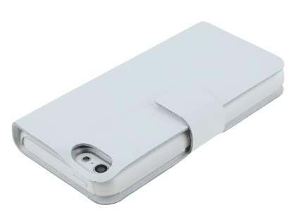 Genuine Leather Portfolio Case with Stand for iPhone 5c - Pearl White