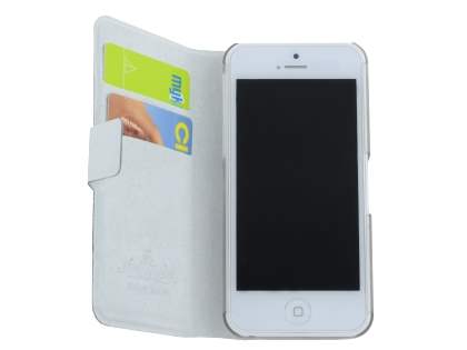 Genuine Leather Portfolio Case with Stand for iPhone 5c - Pearl White
