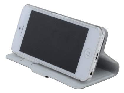 Genuine Leather Portfolio Case with Stand for iPhone 5c - Pearl White