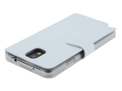 Slim Genuine Leather Portfolio Case for Samsung Galaxy Note 3 - Pearl White