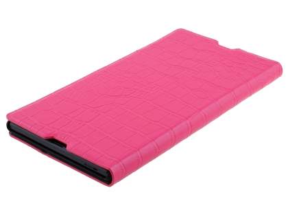TS-CASE crocodile pattern Genuine leather Wallet Case for Sony Xperia Z Ultra - Pink