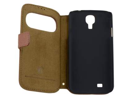 k-cool Smart Genuine Leather Wallet Case with Stand for Samsung Galaxy S4 I9500 - Brown