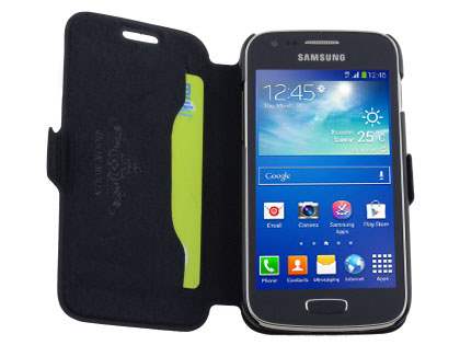 Slim Genuine Leather Portfolio Case for Samsung Galaxy Ace 3 - Classic Black