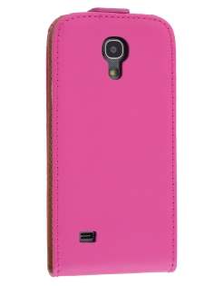 Slim Genuine Leather Flip Case for Samsung Galaxy S4 mini - Hot Pink Leather Flip Case
