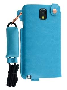 Ultra Slim Synthetic Leather Pouch with Strap for Samsung Galaxy Note 3 - Sky Blue