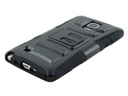 Rugged Case with Holster Belt Clip for Samsung Galaxy Note 4 - Classic Black