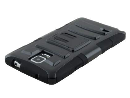 Rugged Case with Holster Belt Clip for Samsung Galaxy Note 4 - Classic Black
