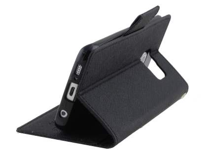 Mercury Goospery Colour Fancy Diary Case with Stand for Samsung Galaxy S6 Edge Plus - Classic Black