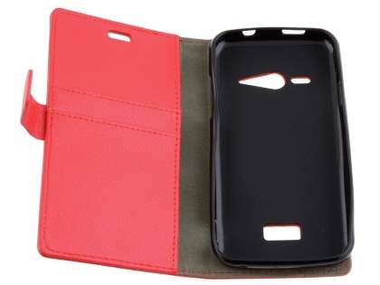 Slim Synthetic Leather Wallet Case with Stand for Telstra Tough Max - T84 - Red