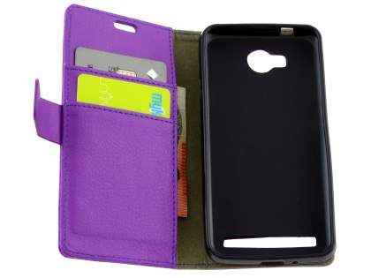 Slim Synthetic Leather Wallet Case with Stand for Huawei Y3II - Purple