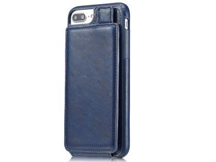Synthetic Leather Case with Card Holder for iPhone 8 Plus/7 Plus - Navy Leather Wallet Case