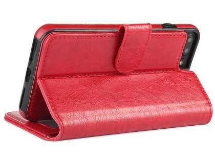 2-in-1 Synthetic Leather Wallet Case for iPhone 8 Plus/7 Plus - Red