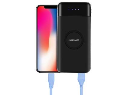 10000mAh (37W) MOMAX iPower Air Wireless Charging Pad and Power Bank - Black
