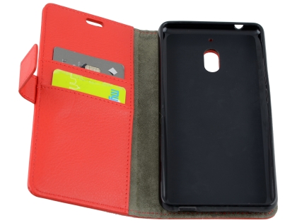 Synthetic Leather Wallet Case with Stand for Nokia 2.1 - Red