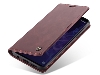 CaseMe Slim Synthetic Leather Wallet Case with Stand for Samsung Galaxy S9 - Burgundy Leather Wallet Case