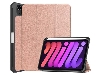 Slim Synthetic Leather Case with Stand and Pen Holder for the iPad mini 6 (2021) - Rose Gold Leather Flip Case