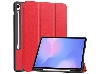 Slim Synthetic Leather Flip Case with Stand for Samsung Galaxy Tab S10 FE+ - Red Leather Flip Case