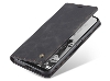 CaseMe Slim Synthetic Leather Wallet Case with Stand for Samsung Galaxy XCover7 Pro - Charcoal Leather Wallet Case